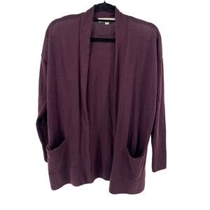 LOFT Burgundy Open Front‎ Knit Cardigan Sweater Women's Medium wool mix M
